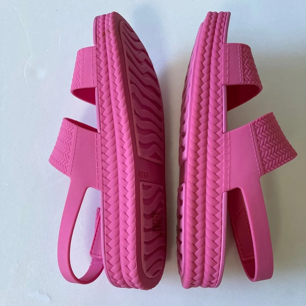 Reef Water Vista Pink Two Strap Platform Sandals Womens 9 PVC Free